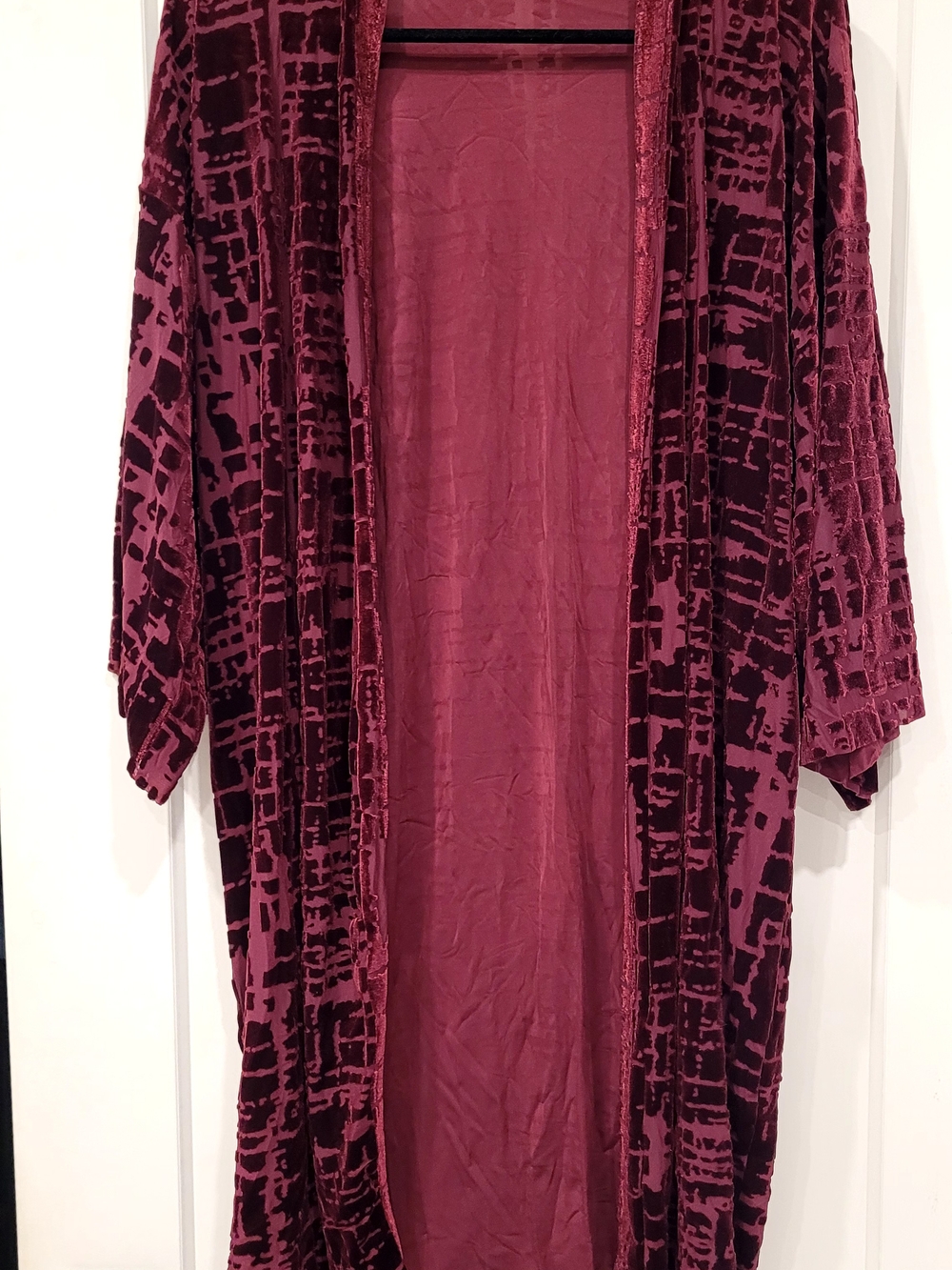 Plum Velvet Burnout Kimono Robe - Women Intimates & Sleepwear